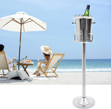 35.83" Ice Bucket with Stand, 5L Stainless Steel Champagne Bucket with Stand, Free Standing Ice Holder for Party