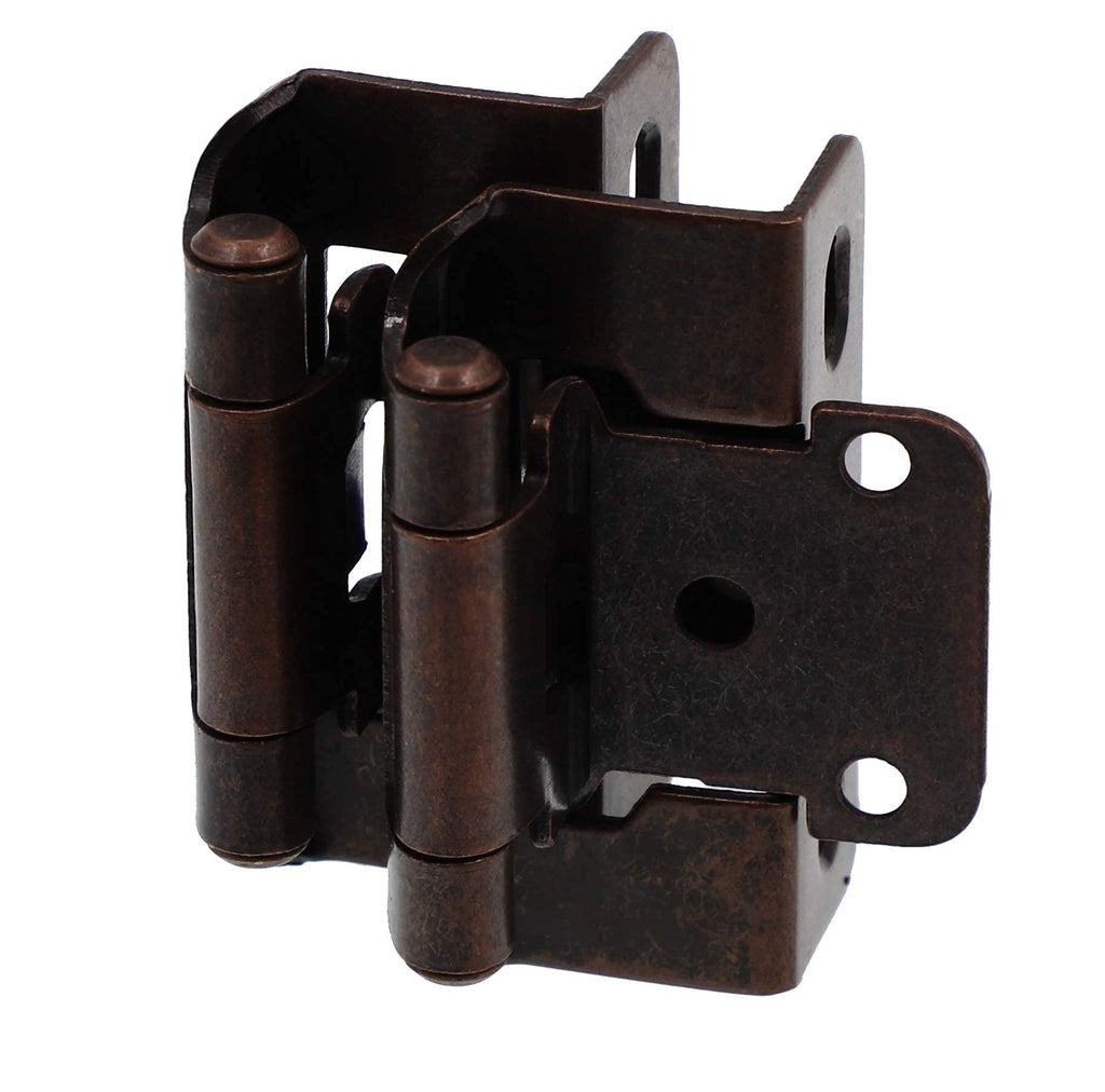 20 Pack Oil Rubbed Bronze Cabinet Hinges for Cabinet Doors (10 Pairs) - 1/2" Overlay Semi-Wrap Self-Closing Face