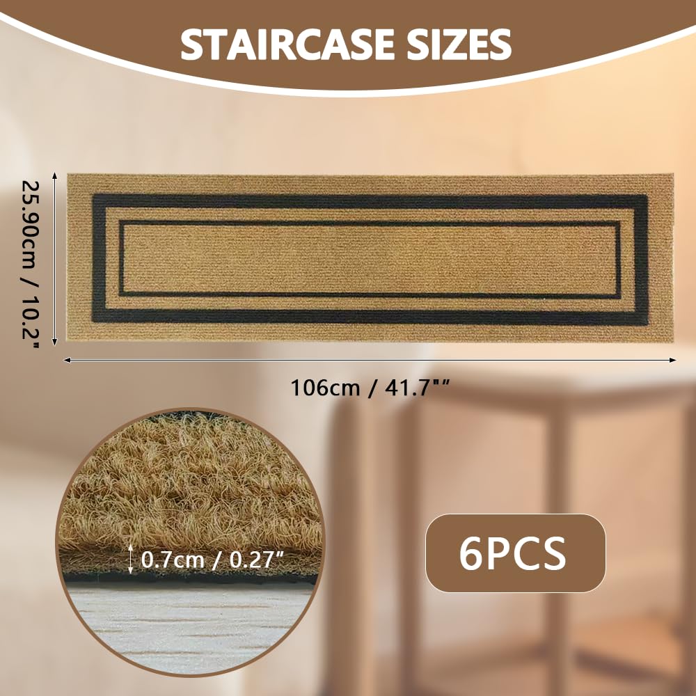 Outdoor Stair Treads for Wooden Steps, 10.2"x 41.7", 6 Pcs, Brown