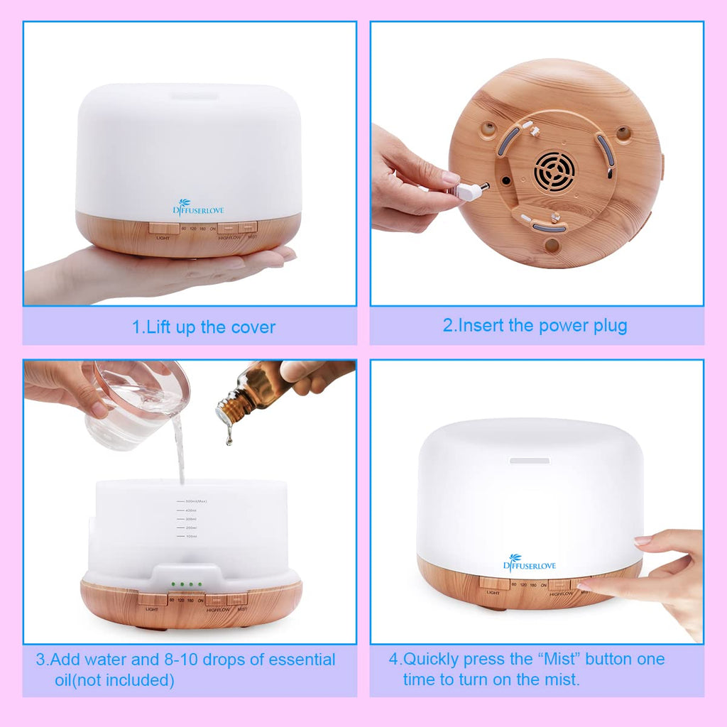 Diffuser Essential Oil Diffusers Remote Control Aroma Diffuser Cool Mist Aromatherapy Diffuser with Mute