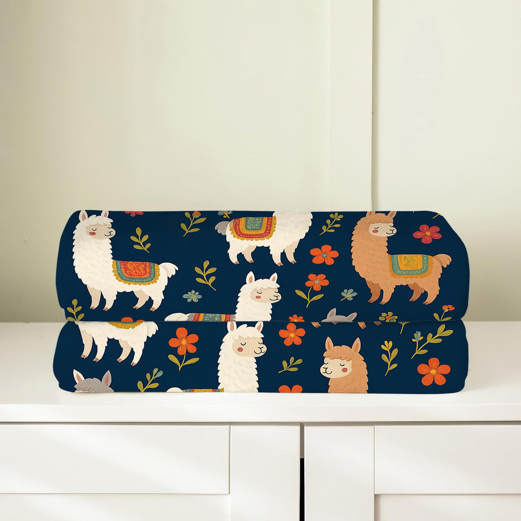 Llama Blanket, Alpaca Throw Blanket, Flower Gifts Blankets Stuff Fleece Flannel Plush for Girls Women Men Boys Lovers