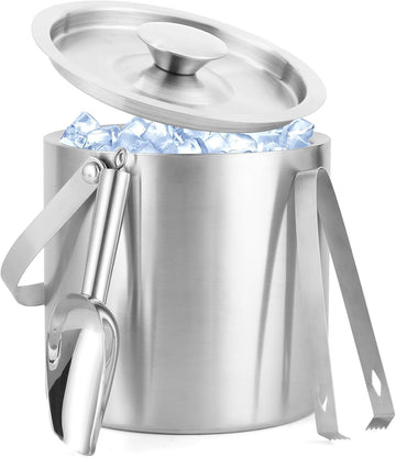 3L Stainless Steel Ice Bucket - Double-Wall Insulated Cooler Keeps Ice Frozen Longer for Wine, Champagne &