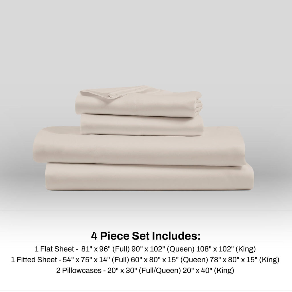 Matte Satin Sheet Set Soft & Silky Linen Beige Full 4-Piece