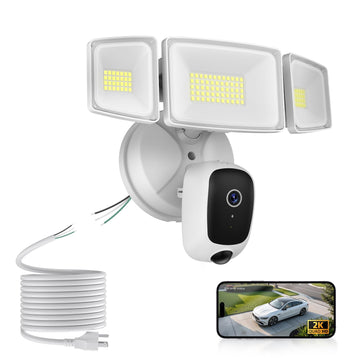 2K Floodlight Camera Plug&Hardwired, Smart Security Camera Outdoor
