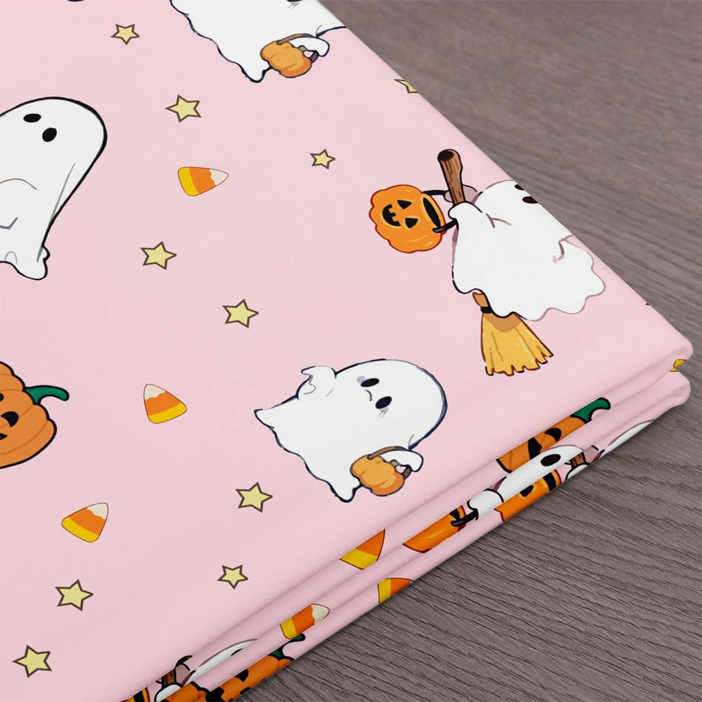 Pink Cute Ghost Fabric by The Yard Halloween Theme Candy Upholstery Fabric for Sewing Crafting Pumpkin Lantern Soft