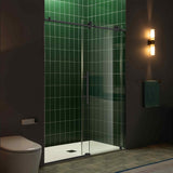 56-60" W x 80" H Frameless Single Sliding Shower Door with Tempered Glass & Explosion Proof Film in Matte Black Finish