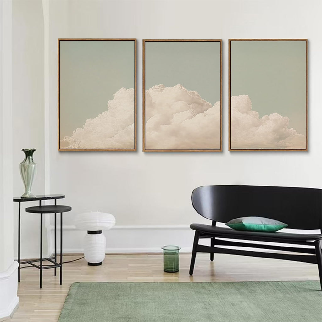 3 Piece Large Modern Abstract Canvas Framed Wall Art, Dearm Cloud Minimalist Wall Art Decor Posters Prints Office