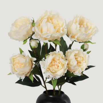 Peonies Artificial Flowers, 25.2" Real Touch Flowers, 3 Pcs Peony Stems with Large Bloom Heads, Lifelike Artificial