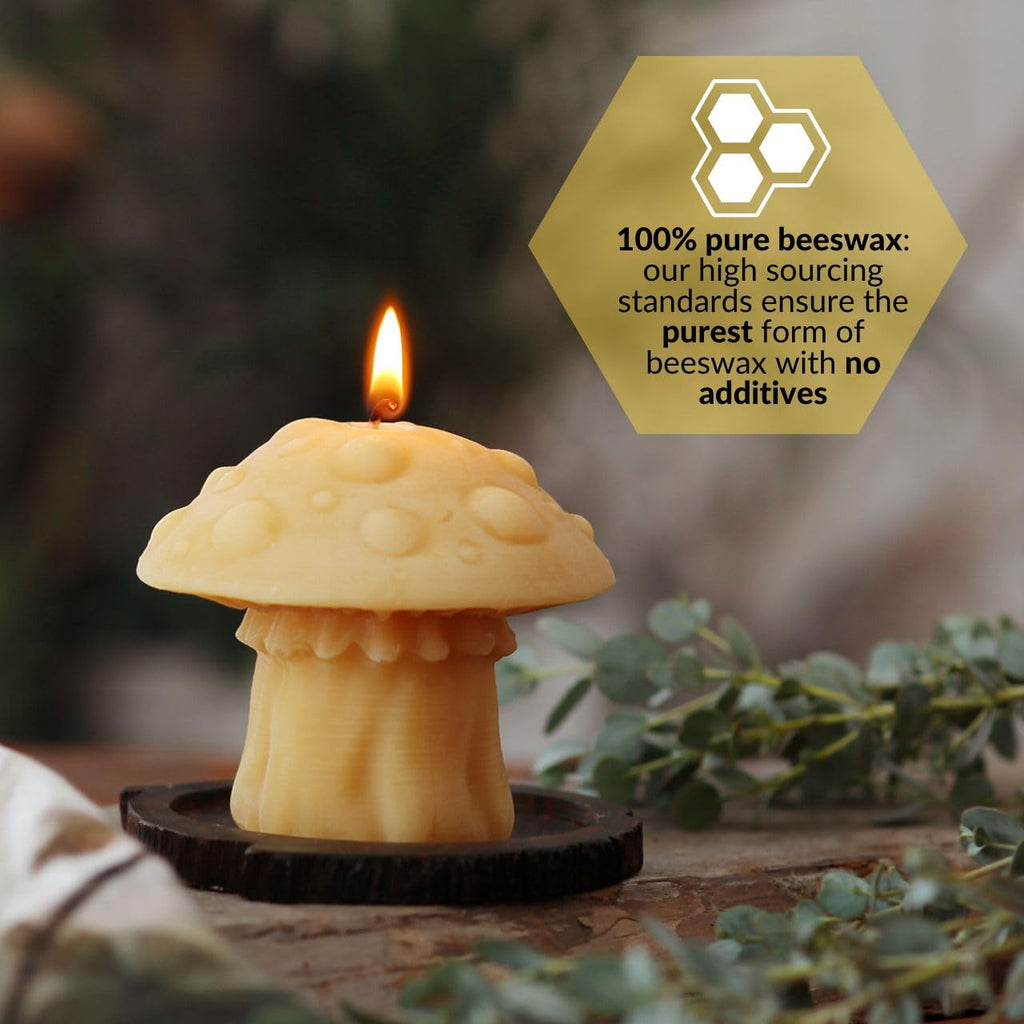 Beeswax Amanita Mushroom Candle, 3.5 x 3in