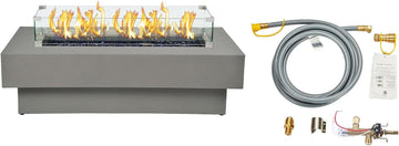 48-inch Fire Table with Natural Gas Conversion Kit & Wind Glass Shield, 50,000BTU Outdoor Modern Patio Fire Pit Table