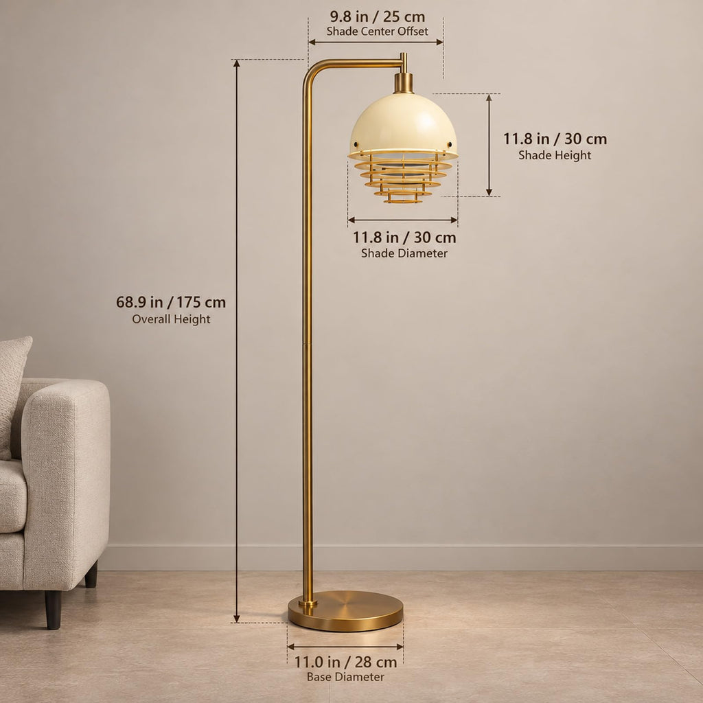 69" Sunset Arc Mushroom Orange Floor Lamp
