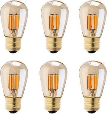 6 Pack Dimmable Vintage LED Edison Light Bulbs 3W Edison Light Bulbs 30W Equivalent Warm Yellow 2200K E26 E27 Medium