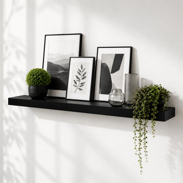 60" Black Floating Shelf, Long Wall Shelf