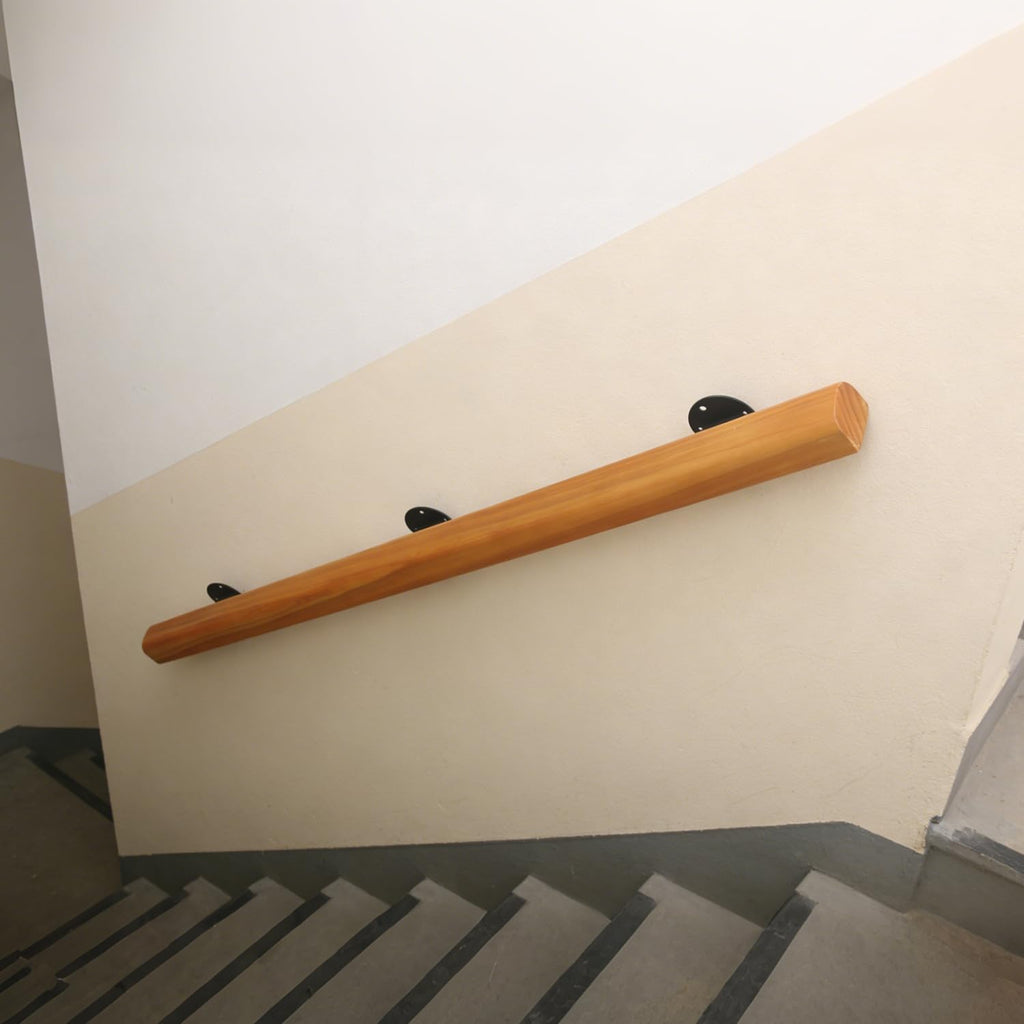 7FT Wood Stair Handrails Wall Mount, Single Piece Staircase Hand Railings