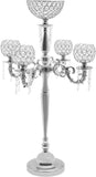 5 Arm Crystal Candelabra Centerpieces, Silver Tall Floor Crystal Candelabra w/Flower Vase for Centerpieces 20.4 *