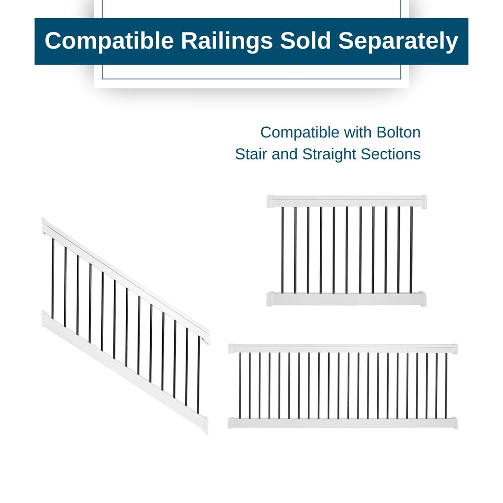 Straight Vinyl Railing Brackets - Straight Porch and Deck Railing Bracket Set, Top & Bottom Classic Brackets for