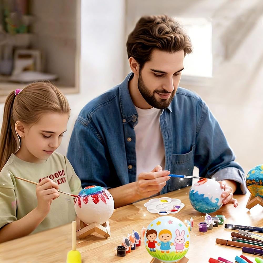 Paint Your Own Moon Lamp Kit, Updated USB Rechargeable, Kids Crafts