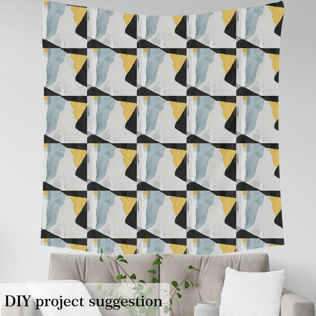 Black Grey Graffiti Fabric By The Yard, Geometric Upholstery Fabric, Oil Painting Triangles Decorative Fabric, Abstract