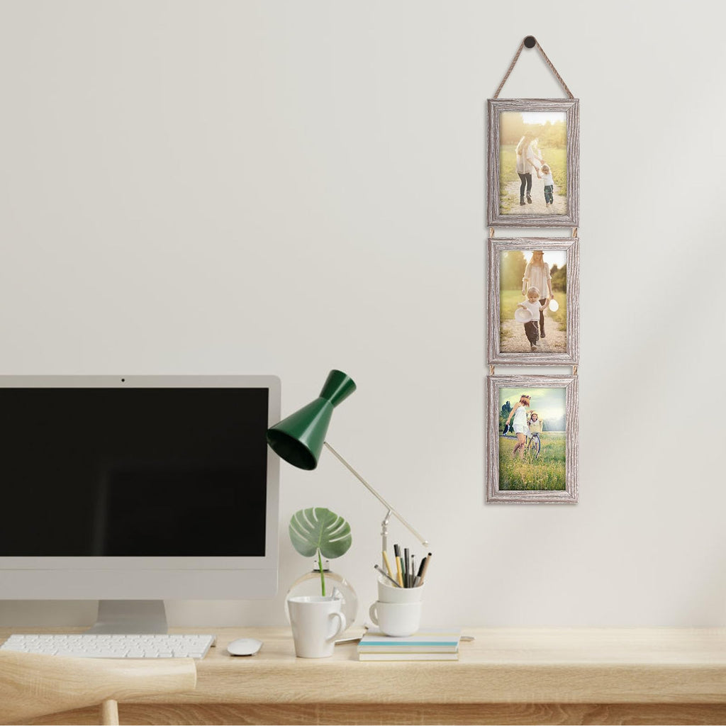 4x6 Collage Picture Frames, 6 Openings Vertical Hanging Photo Frame Set of 2, 4 by 6 inch Multi Picture Frames for