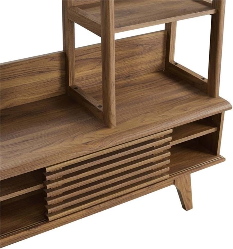 Render Mid-Century Modern TV Stand Entertainment Center, 70", Walnut
