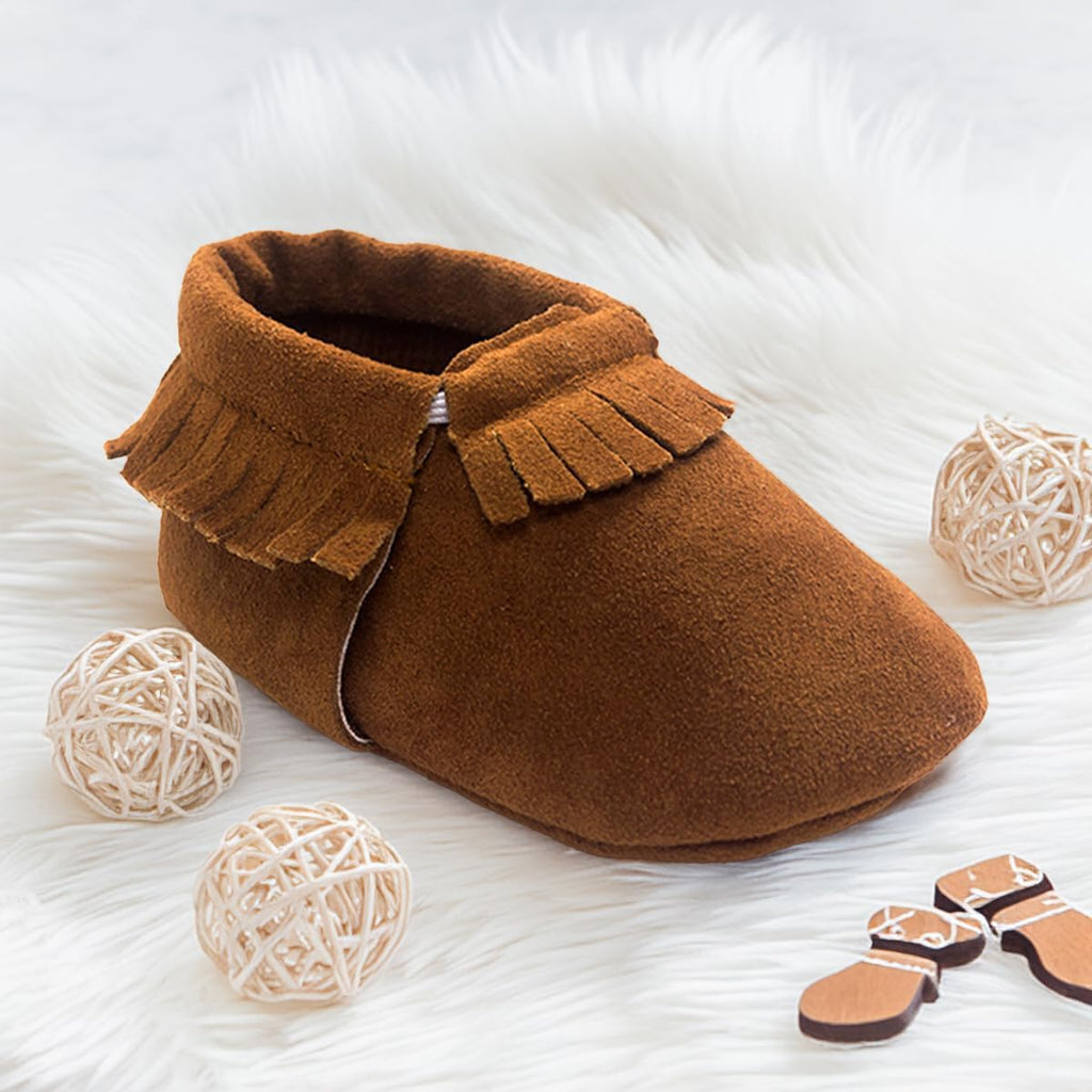 Infant Baby Fringe Moccasin Slipper Boys Girls Tassel Crib Shoes