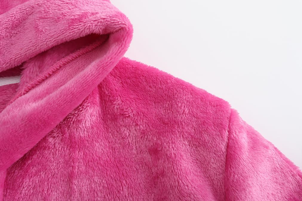 Girls Fleece Robe Soft Hooded Bathrobe Sleepwear For Girls