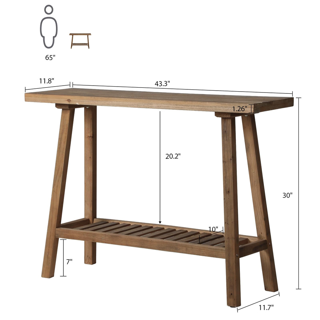 Reclaimed Solid Wood Console Table, 43.3" Farmhouse Entryway Table