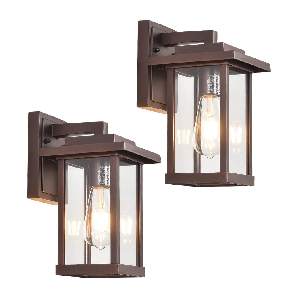 Exterior Light Fixtures 2 Pack Modern Outdoor Wall Lanterns Bronze