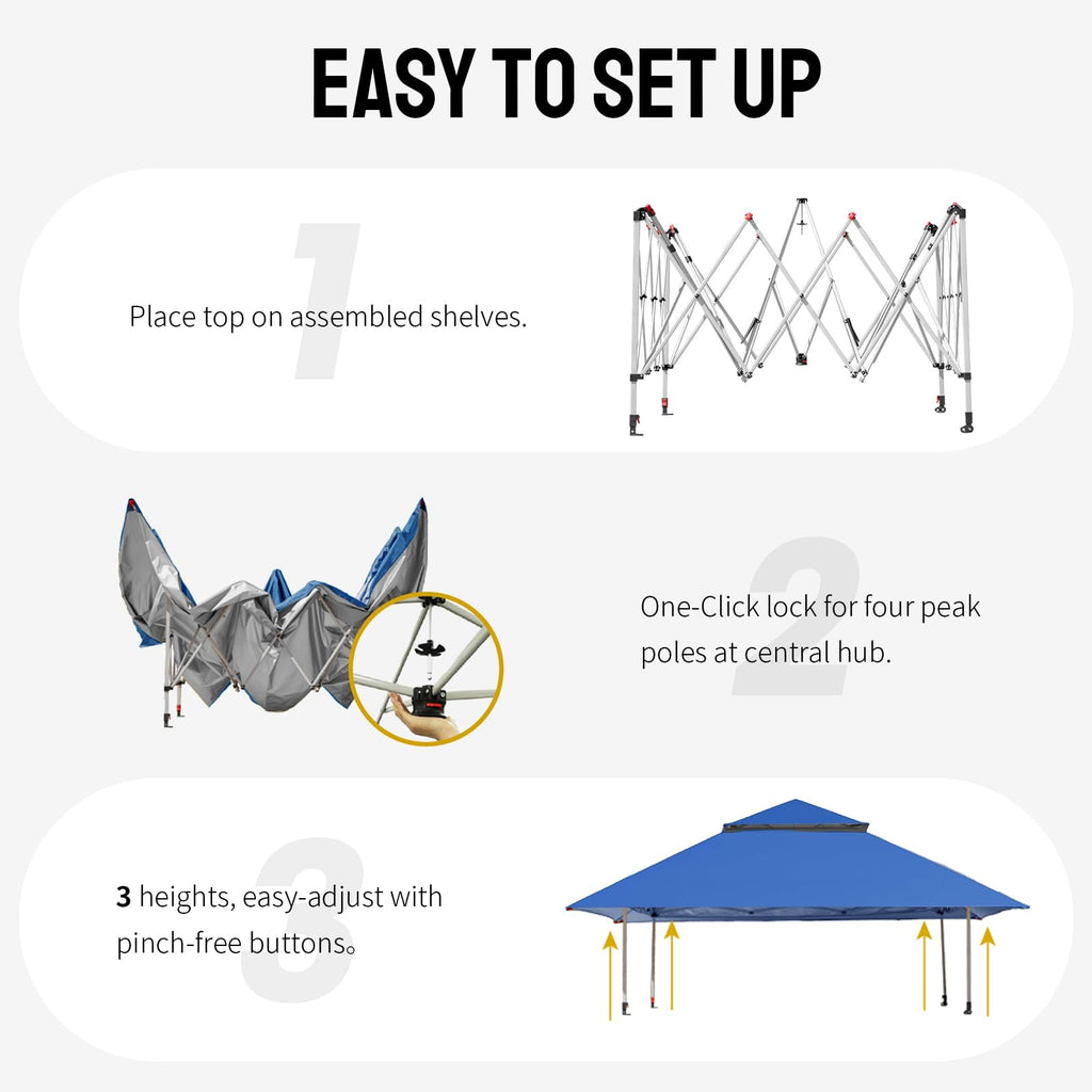 13x13 Pop Up Gazebo, Outdoor Canopy Tent, Blue