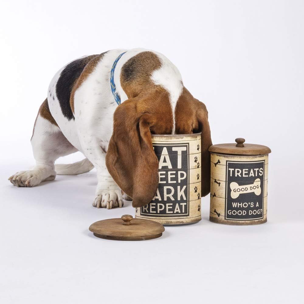Rustic Pet Tin Bins - Dog Food & Toy Storage Set, 'Toys & Beware of Wigglebutts' Themed Containers