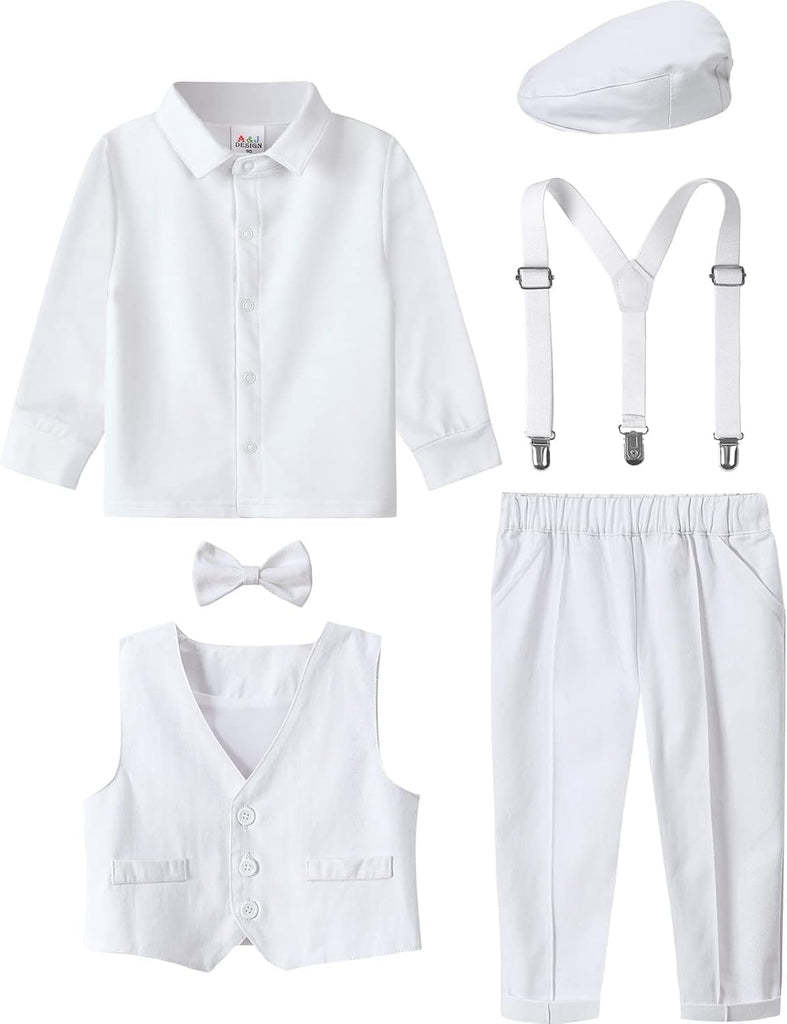 Baby Boy Suit -, Shirt, Pants, Vest, Hat, Bowtie, Suspender