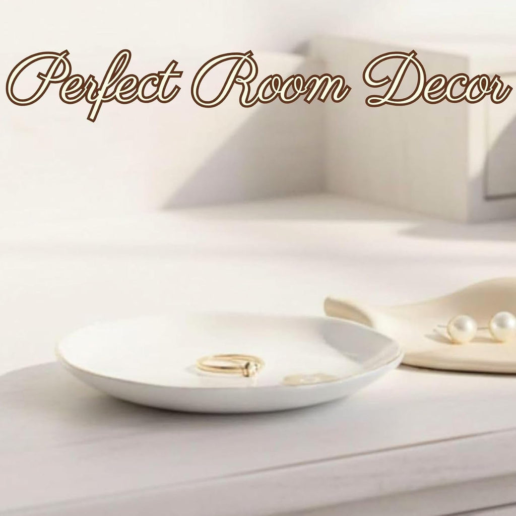 Wine Gifts for Wine Lovers & Women, 4.75" Handcrafted Ceramic Ring Dish with Gold Trim, Decorative Trinket Dish