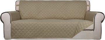 Reversible Quilted Sofa Cover, Water Resistant Slipcover Furniture Protector, Washable Couch Cover with Non Slip
