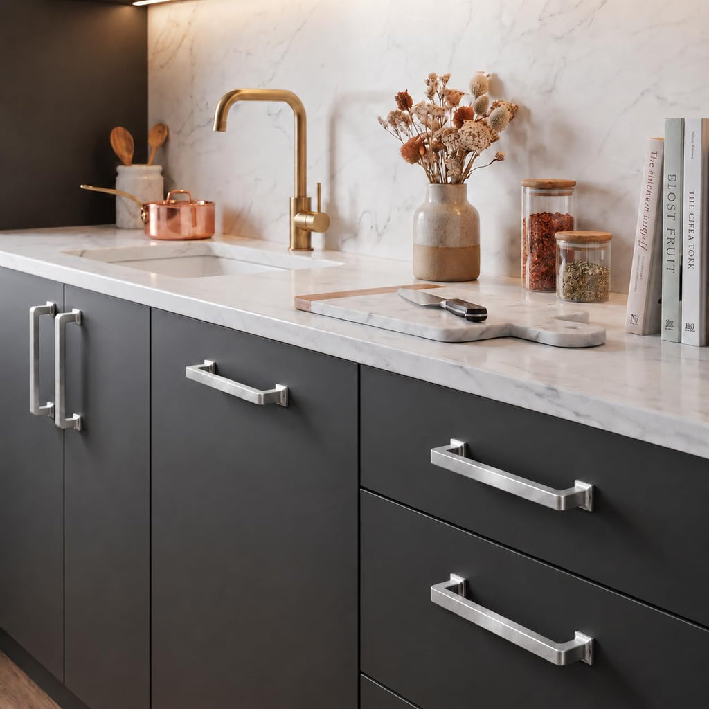 20 Pack Brushed Nickel Cabinet Pulls, 3-3/4 Inch(96mm) Hole Centers Solid Satin Nickel Cabinet Handles Kitchen