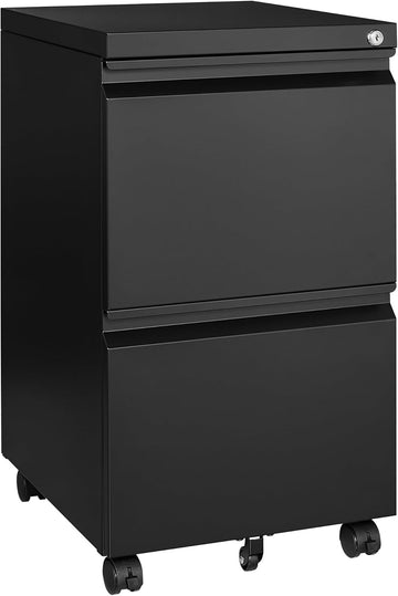 Mobile File Cabinet with Lock,2 Drawer Under Desk Metal Rolling Filing Cabinets Organizer Letters/Legal/A4(Fully