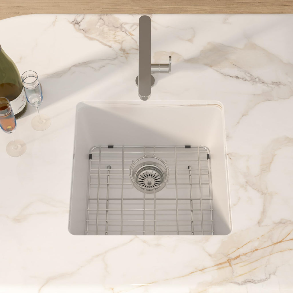 17 Inch Undermount Bar Sink 17"x17" White Granite Composite Sink