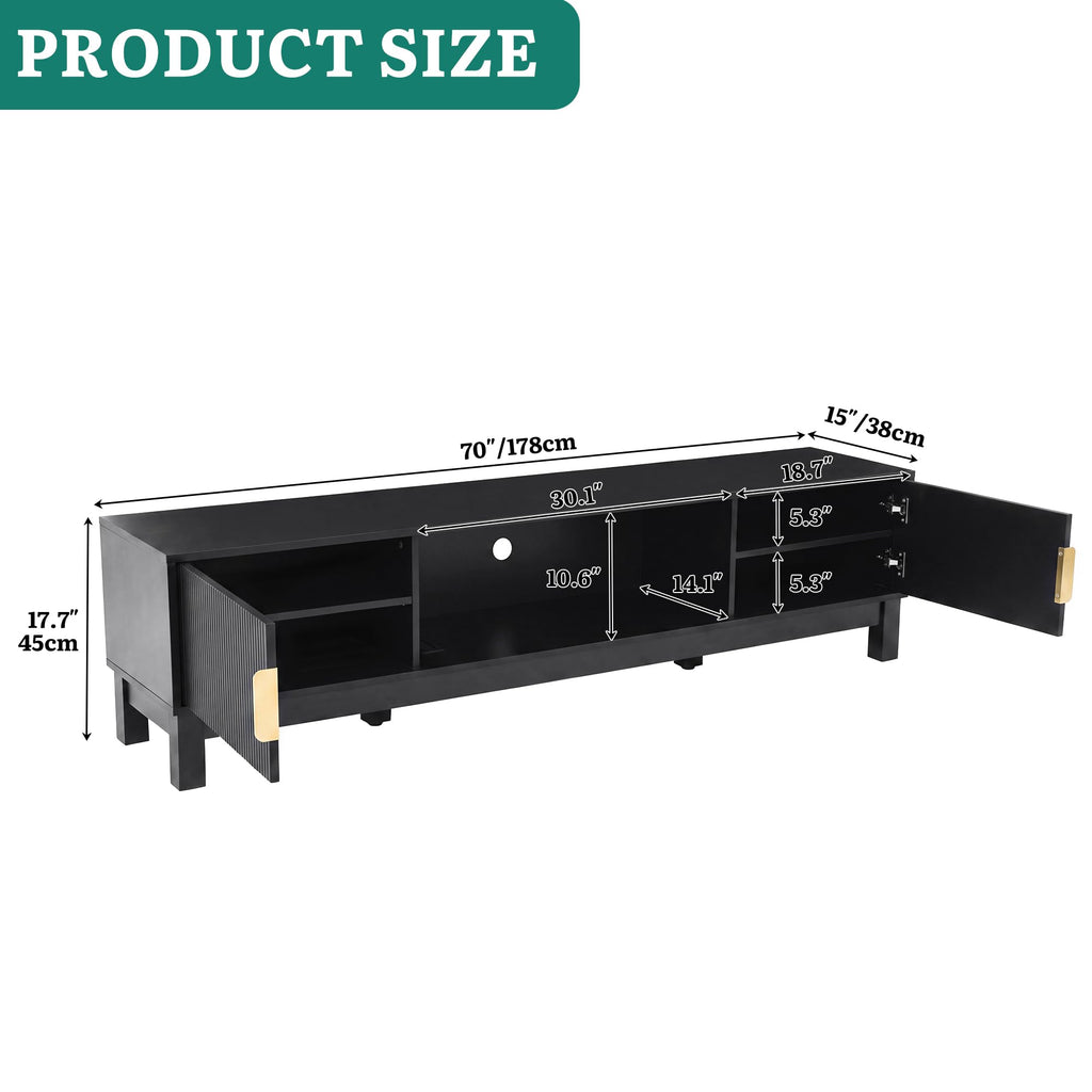 Mid-Century Modern Fluted TV Stand for TVs up to 75/80", Black