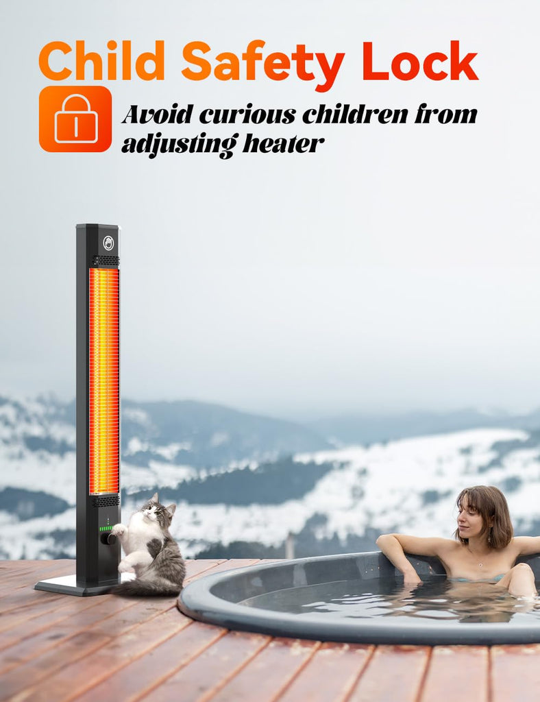 42 Inch Outdoor Heaters Electric, 9 Heat Levels, 1500W