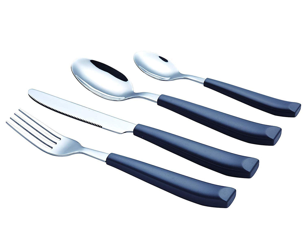 16 pcs Flatware Set Stainless Steel Wide Handles Serves 4 Gray