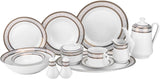57-pc Banquet Dinnerware Set, Luxury Tableware Dining Service for 8 (Greek Key Dark)