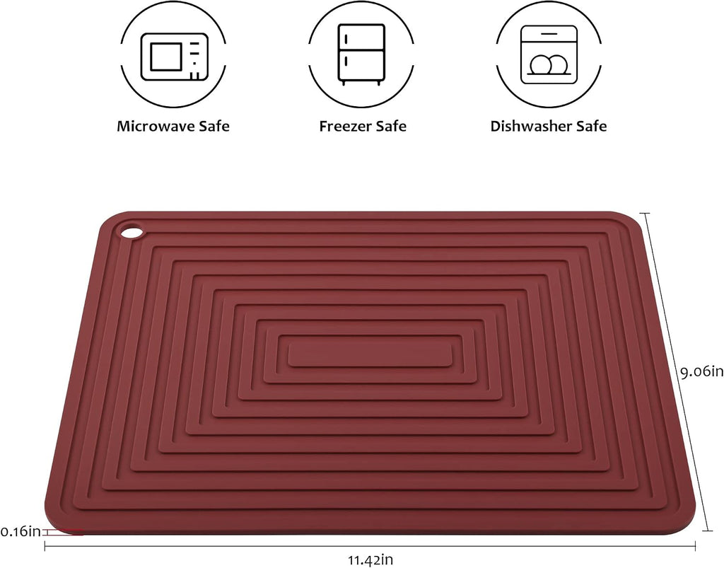 Silicone Trivets for Hot Dishes Pots and Pans, Red Hot Pads, Heat Resistant Mat for Counter, Multi-Purpose Silicone - Set of 2