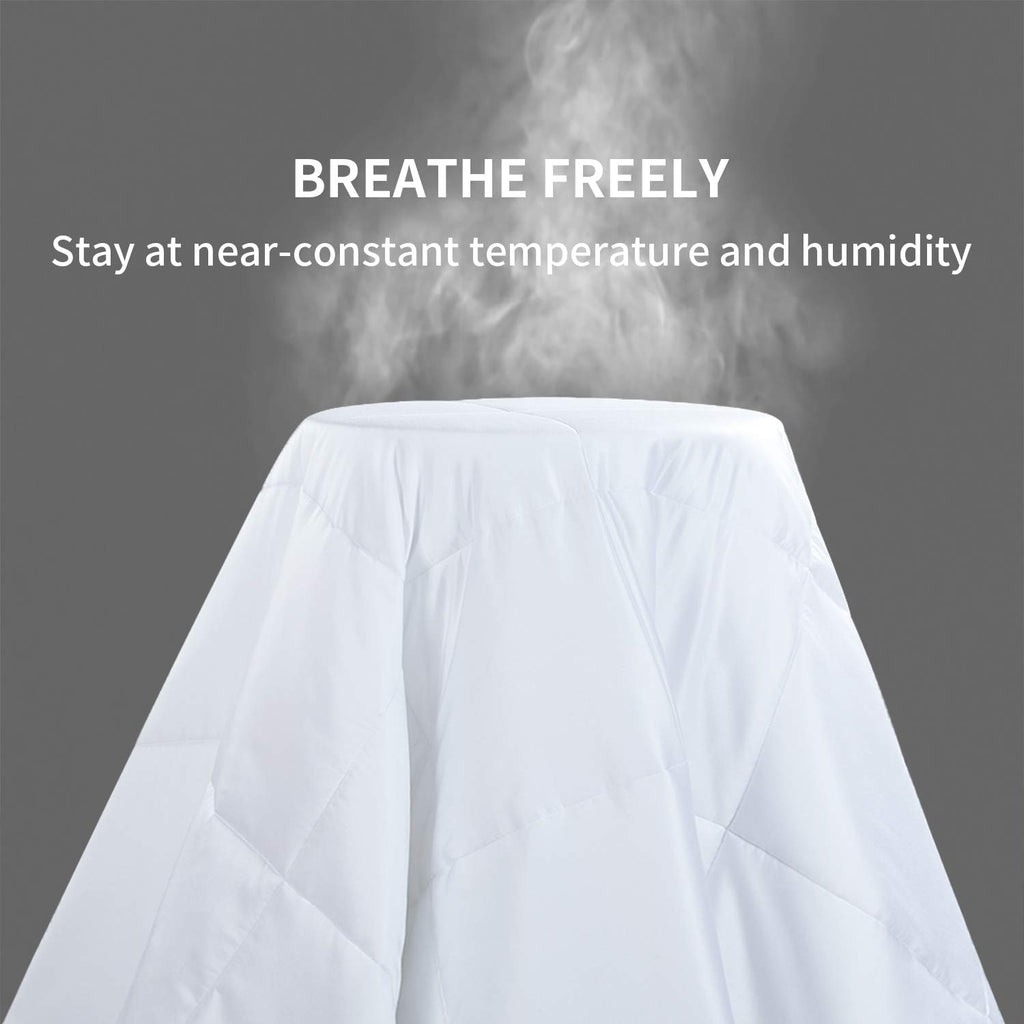 Lightweight Cooling Comforter Twin Size, 100% Viscose Derived from Bamboo Shell Down Alternative Duvet Insert, White