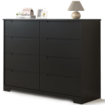 8 Drawer Dresser, 47" Wide White Dresser, Black