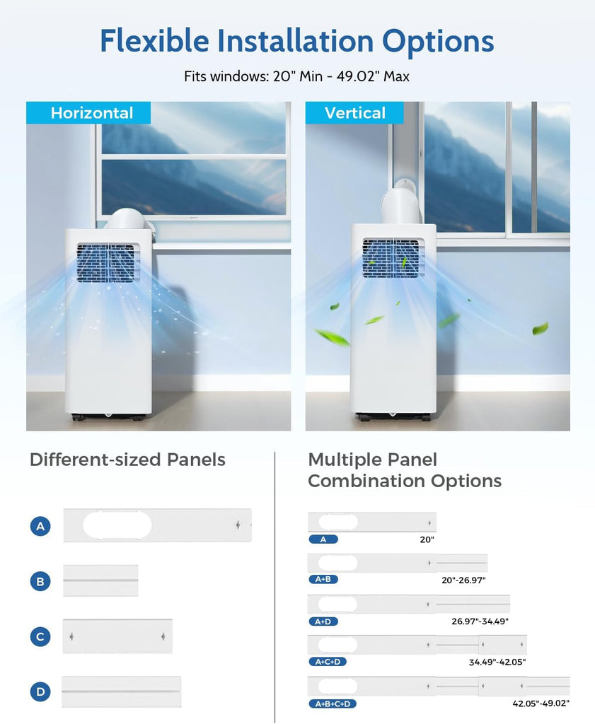 8,000 BTU Portable Air Conditioners, 3-in-1 Air Conditioner Portable up to 350 sq.ft, Portable AC Unit with Cool, Fan