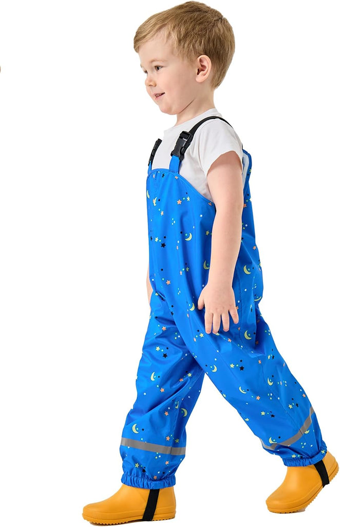 Boys Girls Rain Pants Toddlers Bib Pants Kids Waterproof Overalls