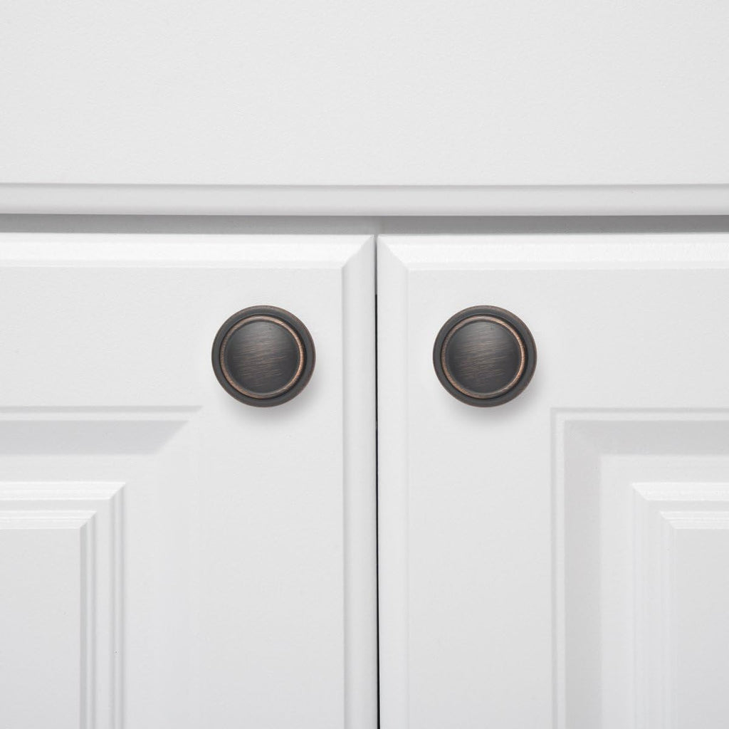 Straight Top Ring Cabinet Knobs and Drawers, 1.25-inch Diameter, Oil Rubbed Bronze, 25-Pack