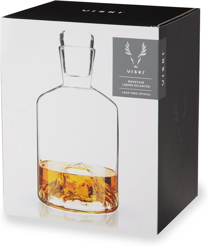 Mountain Decanter, Lead-Free Crystal, Hand-Blown Decanter with Stopper, 24 Oz Capacity