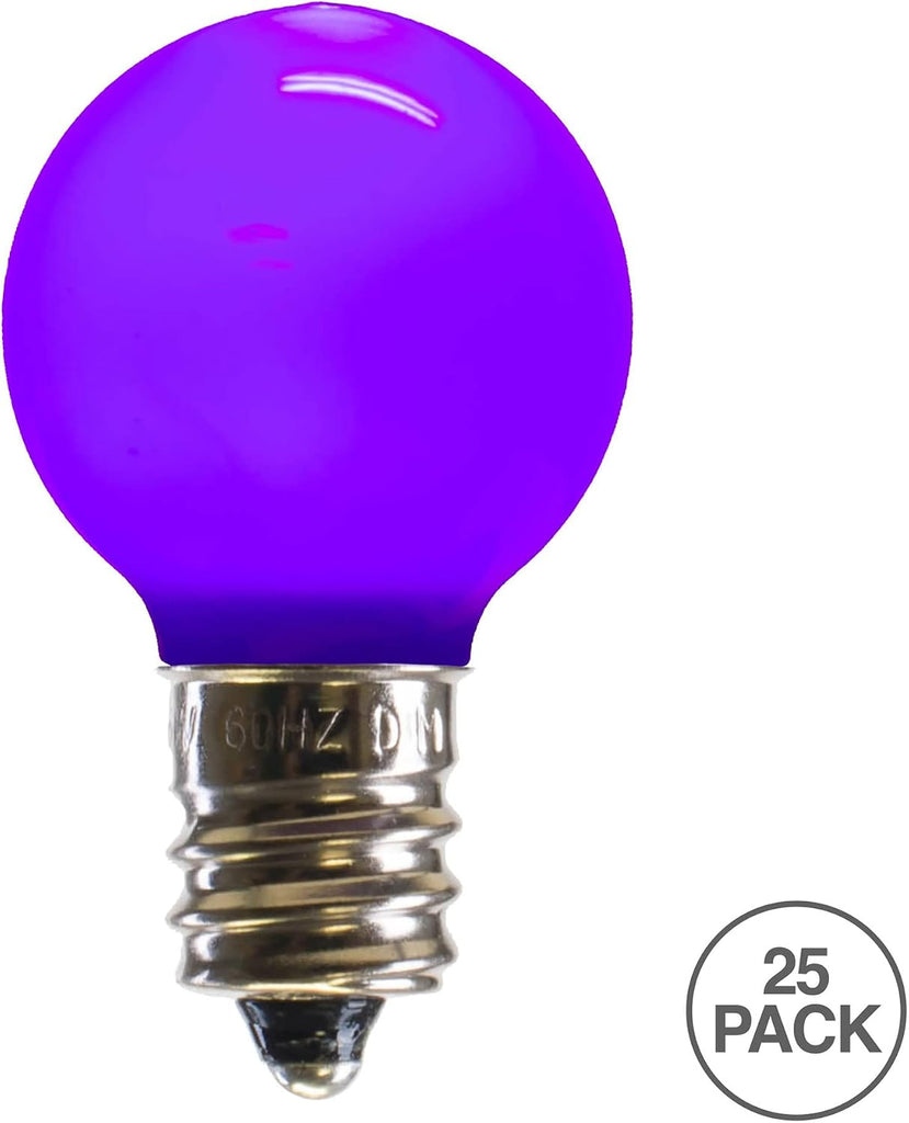 G30 Purple Ceramic LED Nickel Base Bulb E12 .96Watts 120Volt Dimmable, 25 Bulbs per Pack