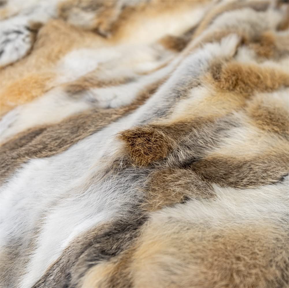 Fur Blanket Throw for Couch Tan Rabbit Fur Throw Blanket Non-Woven Fabric Backing Fuzzy Fluffy Super Soft Plush