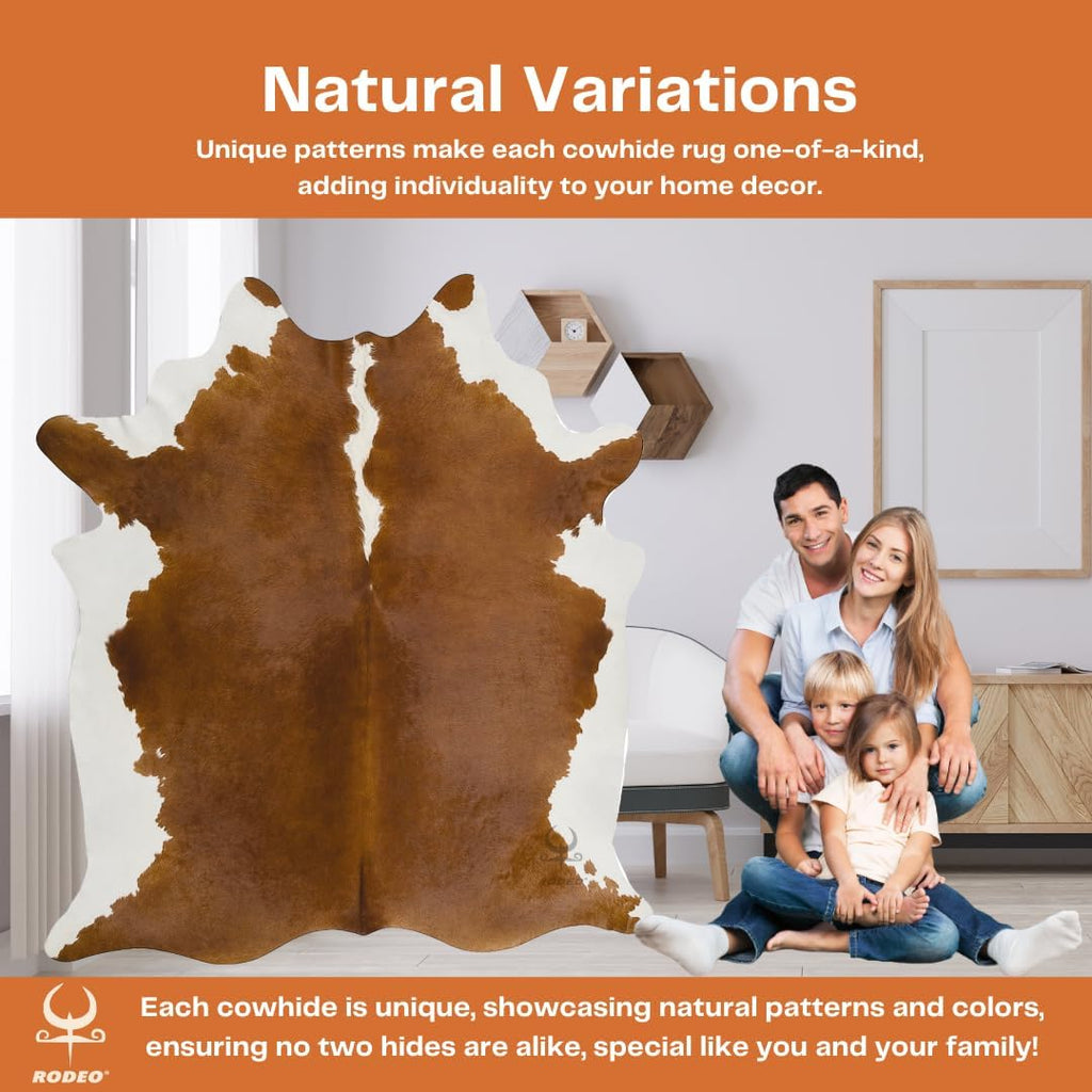 Genuine Cowhide Rug: Hand-Picked & Authentic Real Natural Cowhide Rug - Cow Hide Rug Extra Large 7x8ft - Warmth